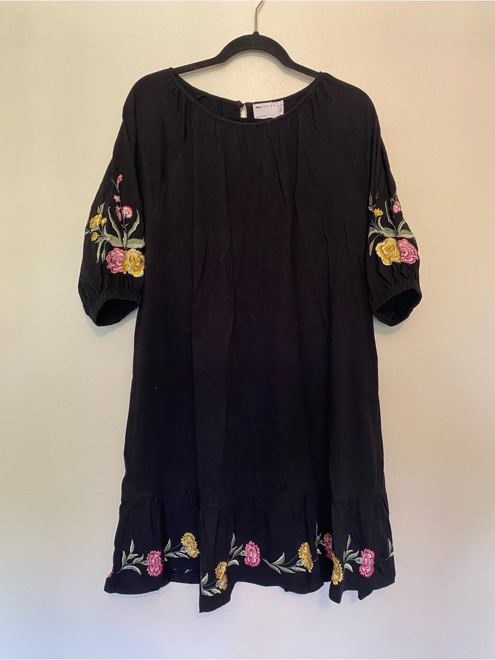 ASOS Black Embroidered Floral Maternity Dress